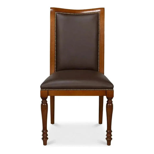 Camile Leather Brown Armless Side Chair 2PC - LOOMLAN - Sarreid - Accent Chairs