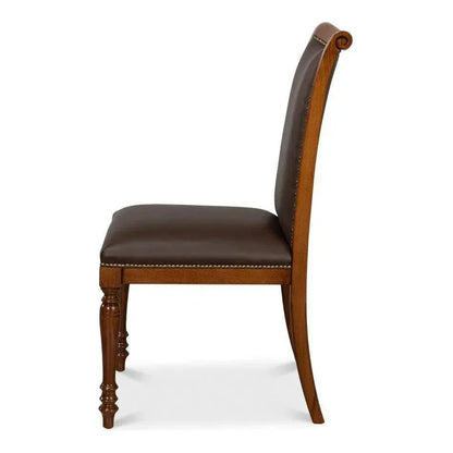 Camile Leather Brown Armless Side Chair 2PC - LOOMLAN - Sarreid - Accent Chairs