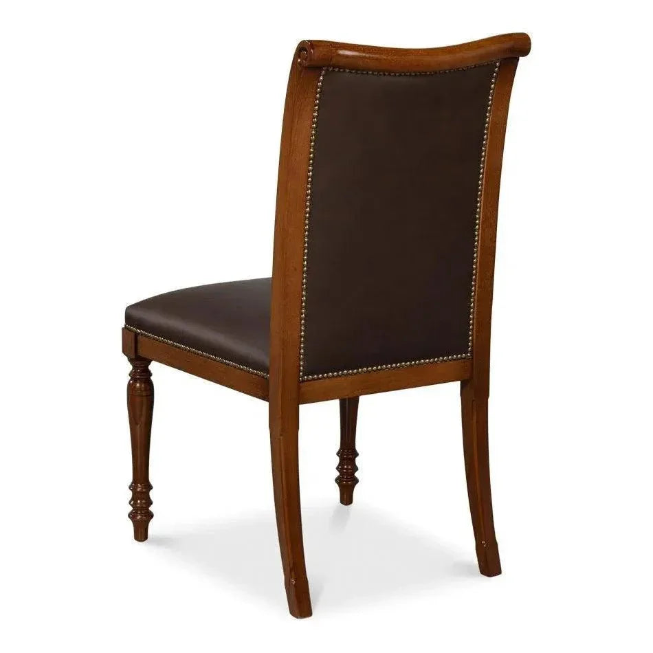 Camile Leather Brown Armless Side Chair 2PC - LOOMLAN - Sarreid - Accent Chairs