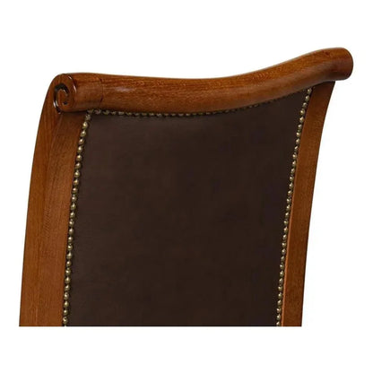 Camile Leather Brown Armless Side Chair 2PC - LOOMLAN - Sarreid - Accent Chairs