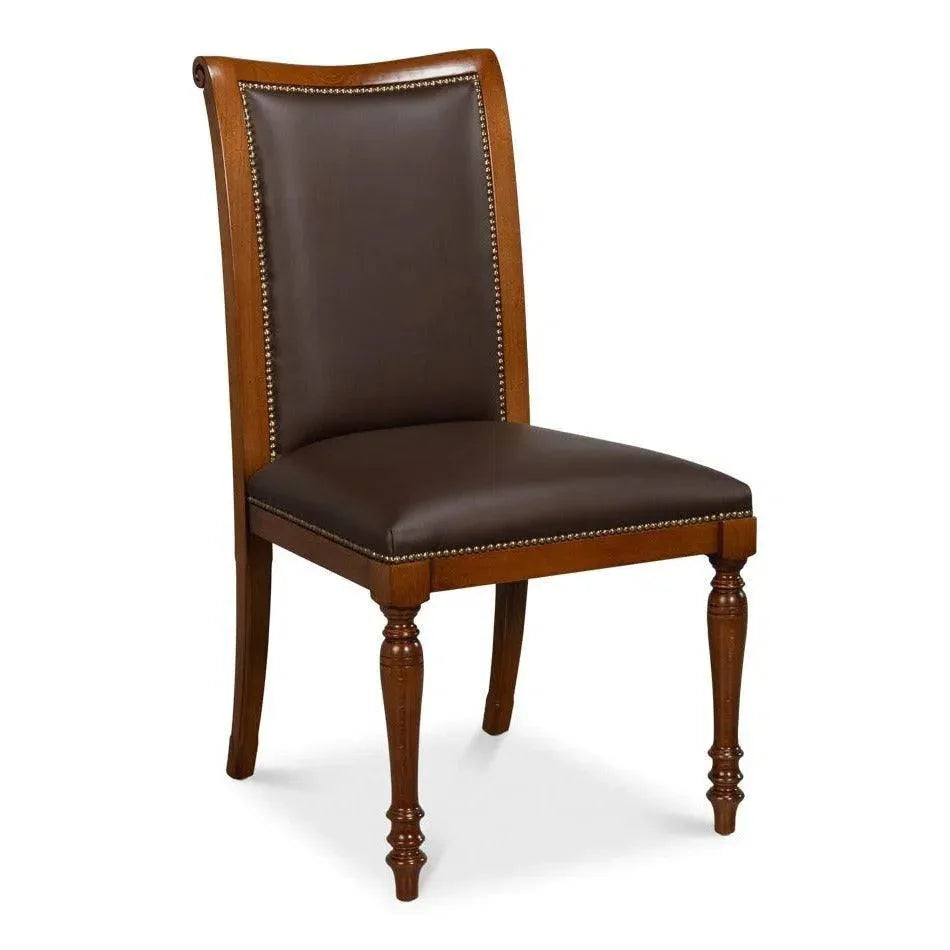 Camile Leather Brown Armless Side Chair 2PC - LOOMLAN - Sarreid - Accent Chairs
