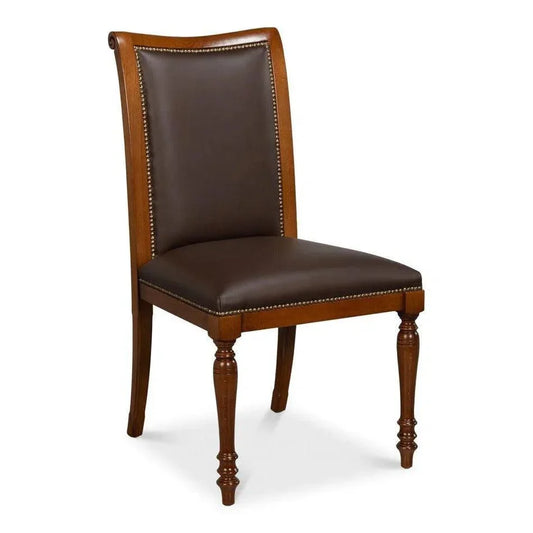Camile Leather Brown Armless Side Chair 2PC - LOOMLAN - Sarreid - Accent Chairs