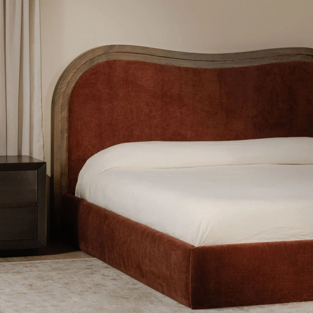 Camilla Chestnut Wave Design Bed - LOOMLAN - Moe's Home - Beds