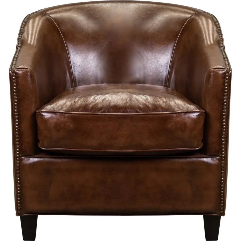 Camilla Leather In Richmond Saddle Chair - LOOMLAN - Olivia + Quinn - Club Chairs