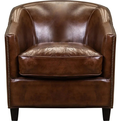 Camilla Leather In Richmond Saddle Chair - LOOMLAN - Olivia + Quinn - Club Chairs