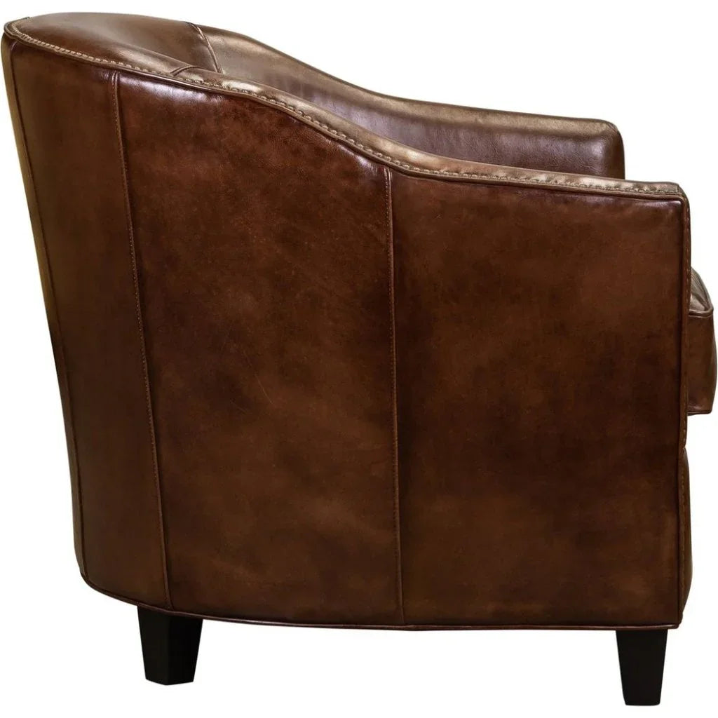 Camilla Leather In Richmond Saddle Chair - LOOMLAN - Olivia + Quinn - Club Chairs