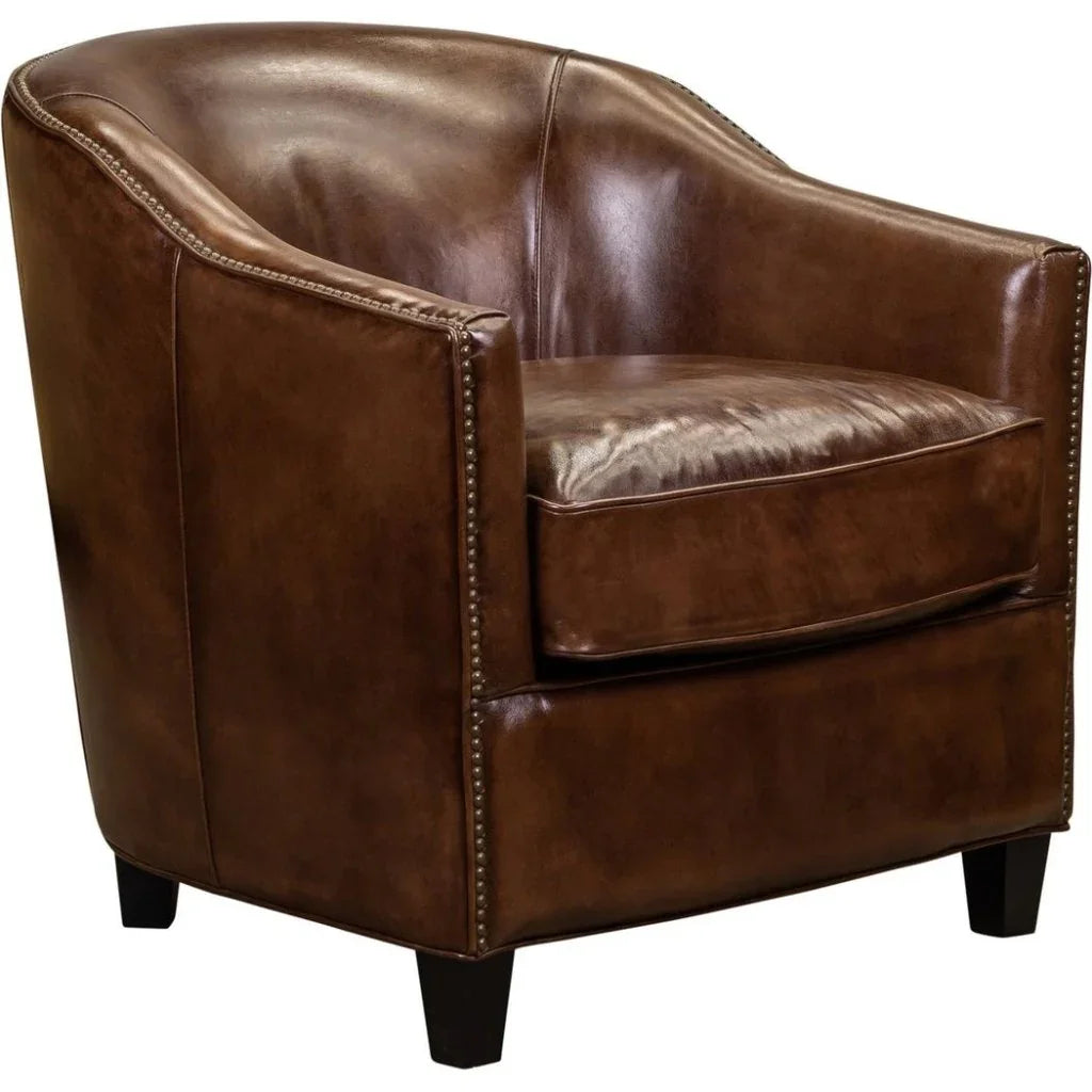 Camilla Leather In Richmond Saddle Chair - LOOMLAN - Olivia + Quinn - Club Chairs