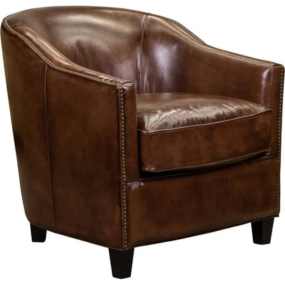 Camilla Leather In Richmond Saddle Chair - LOOMLAN - Olivia + Quinn - Club Chairs