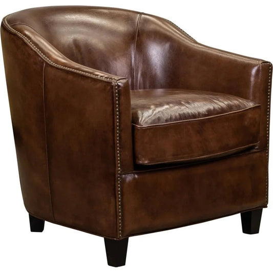 Camilla Leather In Richmond Saddle Chair - LOOMLAN - Olivia + Quinn - Club Chairs