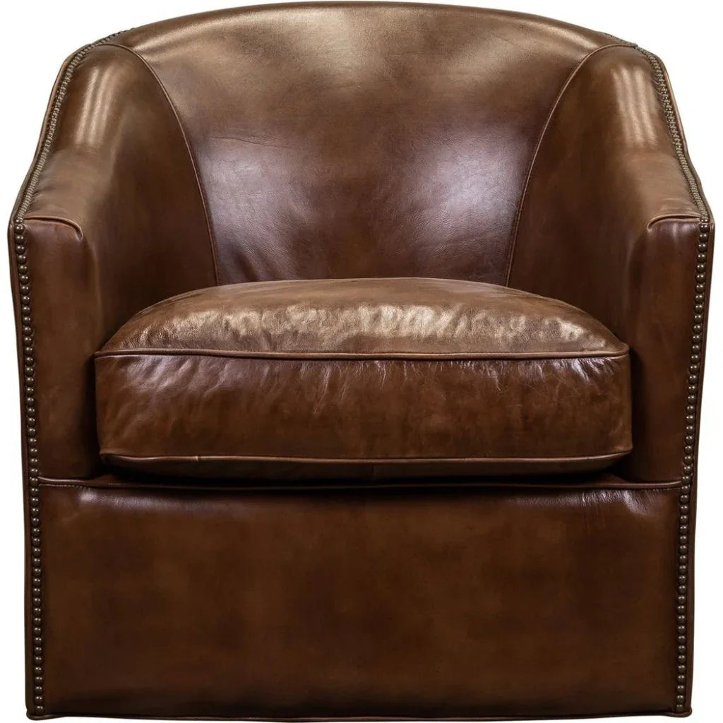 Camilla Leather Modern Swivel Chair - LOOMLAN - Olivia + Quinn - Club Chairs