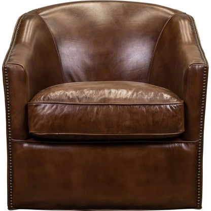Camilla Leather Modern Swivel Chair - LOOMLAN - Olivia + Quinn - Club Chairs