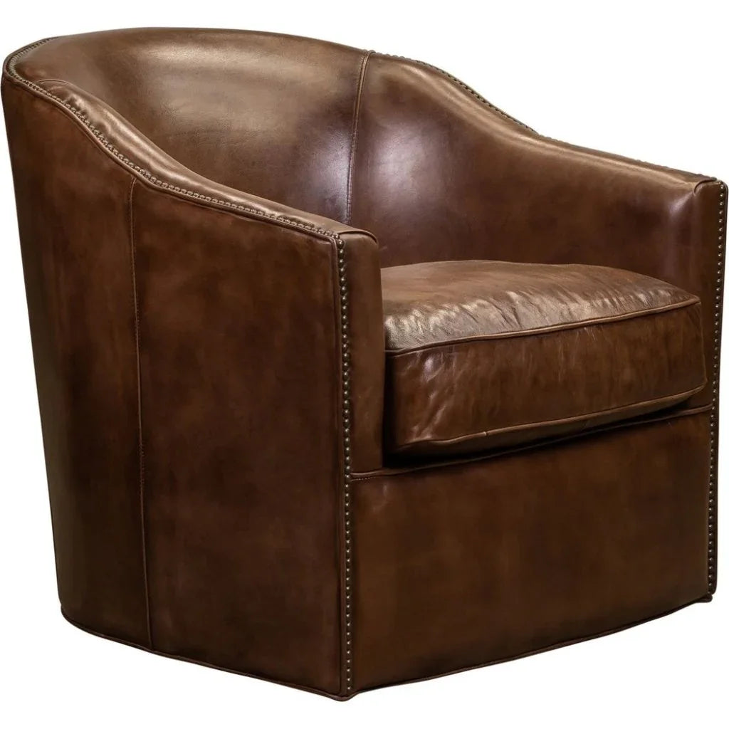 Camilla Leather Modern Swivel Chair - LOOMLAN - Olivia + Quinn - Club Chairs