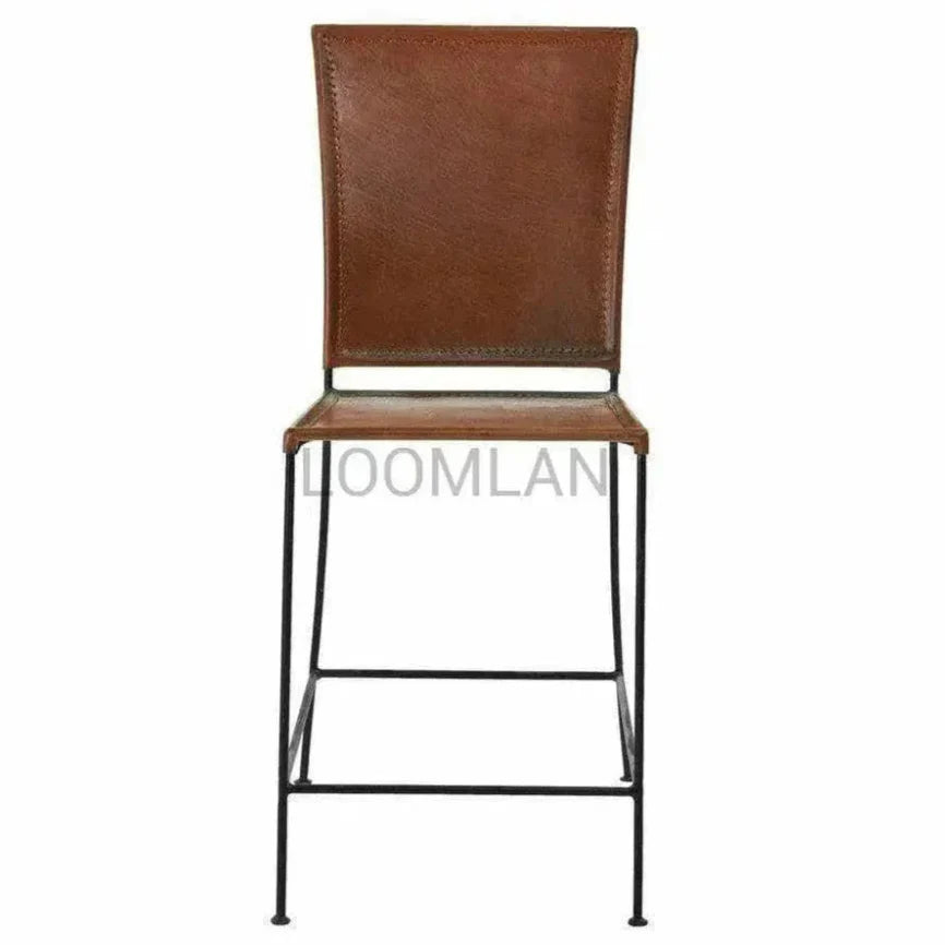 Brown Leather Dining Counter Stool - LOOMLAN - LOOMLAN - Counter Stools