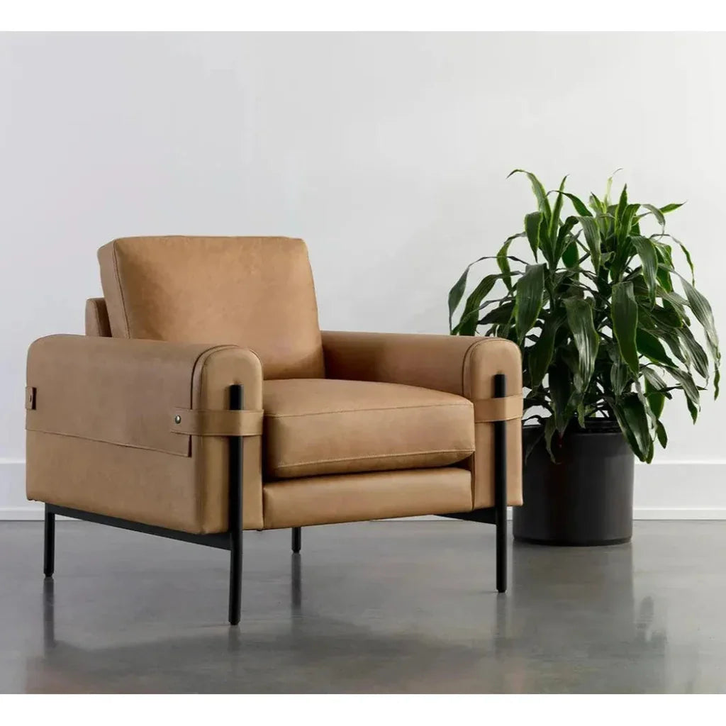 Camus Armchair Modern Leather With - LOOMLAN - SUNPAN - Club Chairs