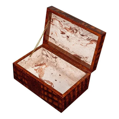 Candece Croco Embossed Leather Brown Box 2PC - LOOMLAN - Sarreid - Boxes & Bowls