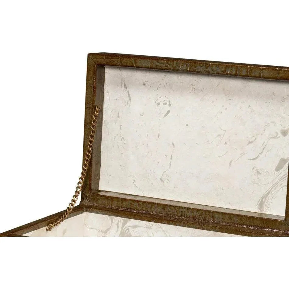 Candece Croco Embossed Leather Green Box 2PC - LOOMLAN - Sarreid - Boxes & Bowls