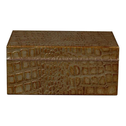 Candece Croco Embossed Leather Green Box 2PC - LOOMLAN - Sarreid - Boxes & Bowls