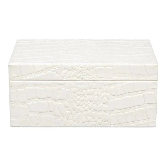 Candece Croco Embossed Leather Over Wood Box 2PC - LOOMLAN - Sarreid - Boxes & Bowls