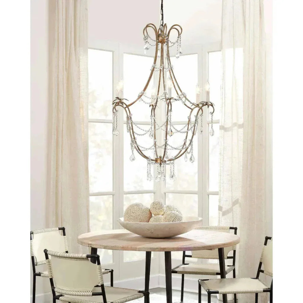 Candle Style Crystal Beads & Iron Scarlett Chandelier - LOOMLAN - Jamie Young - Chandeliers