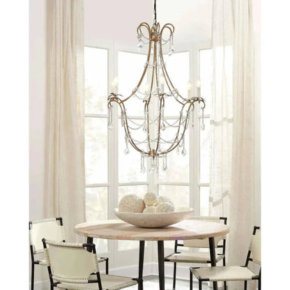 Candle Style Crystal Beads & Iron Scarlett Chandelier - LOOMLAN - Jamie Young - Chandeliers