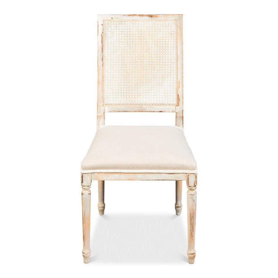 Cane Back Dining Chairs 2PC Grey Oak Flax - LOOMLAN - Sarreid - Dining Chairs