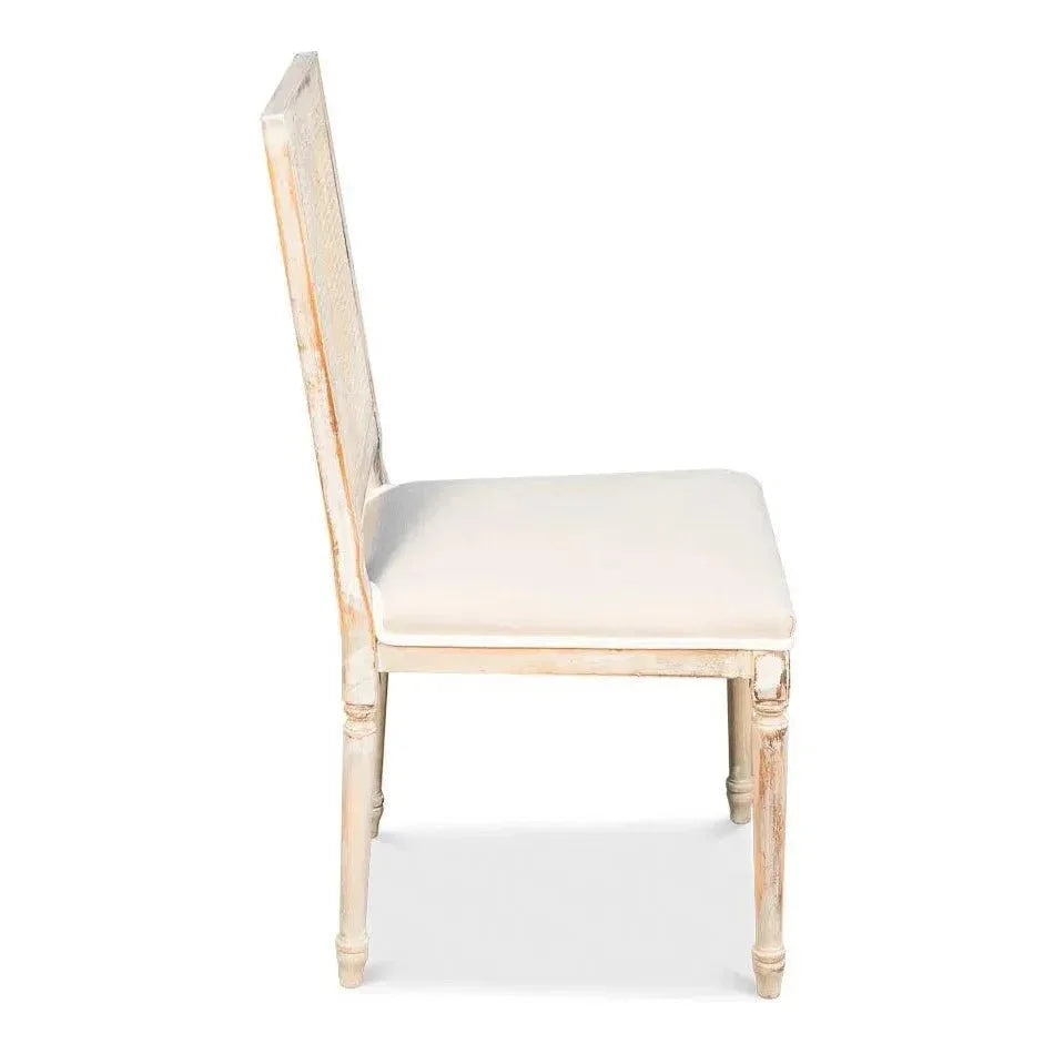 Cane Back Dining Chairs 2PC Grey Oak Flax - LOOMLAN - Sarreid - Dining Chairs