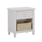 Cane Bay One Drawer White Nightstand with Basket - LOOMLAN - Palmetto Home - Nightstands