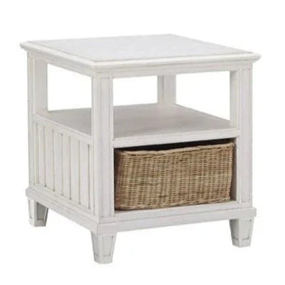 Cane Bay Rectangular End Table with Rattan Basket - LOOMLAN - Palmetto Home - Side Tables