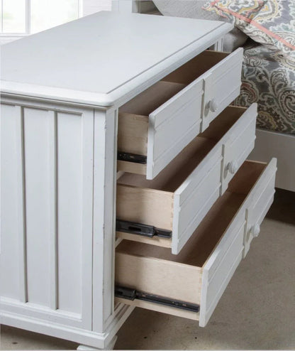Cane Bay Three Drawer White Nightstand - LOOMLAN - Palmetto Home - Nightstands