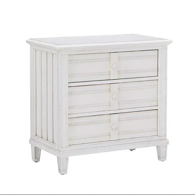 Cane Bay Three Drawer White Nightstand - LOOMLAN - Palmetto Home - Nightstands