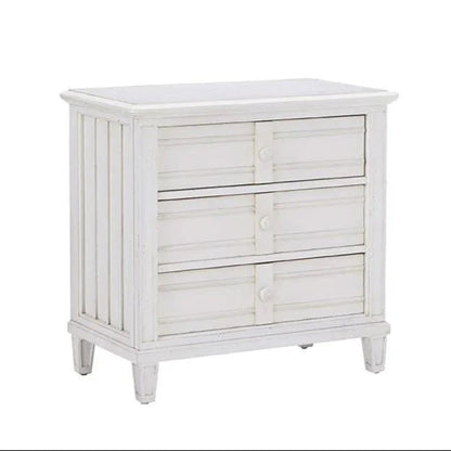 Cane Bay Three Drawer White Nightstand - LOOMLAN - Palmetto Home - Nightstands