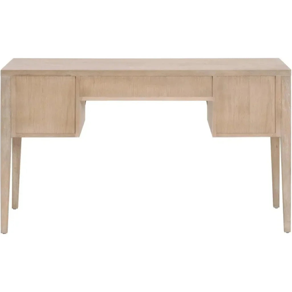 Cane Desk Smoke Gray Oak Wood and Cane-Home Office Desks-Essentials For Living-LOOMLAN