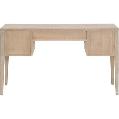 Cane Desk Smoke Gray Oak Wood and Cane-Home Office Desks-Essentials For Living-LOOMLAN