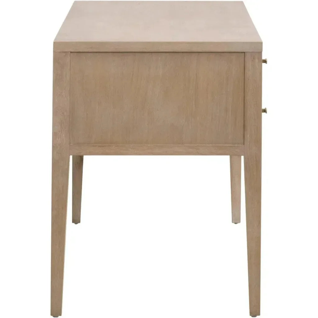 Cane Desk Smoke Gray Oak Wood and Cane-Home Office Desks-Essentials For Living-LOOMLAN