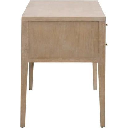 Cane Desk Smoke Gray Oak Wood and Cane-Home Office Desks-Essentials For Living-LOOMLAN