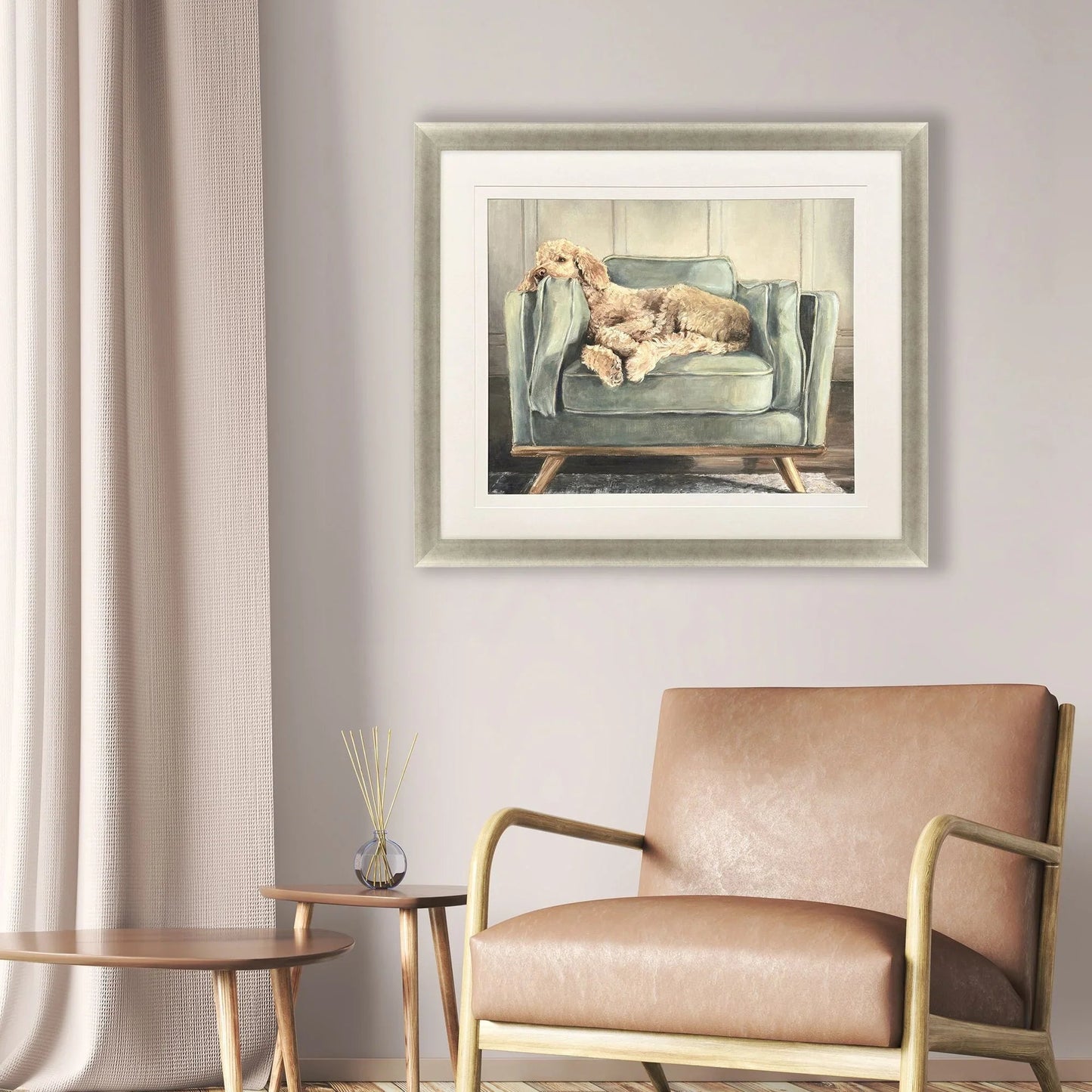 Canine Portrait Green Framed Wall Art