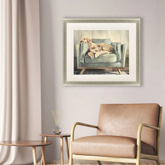 Canine Portrait Green Framed Wall Art