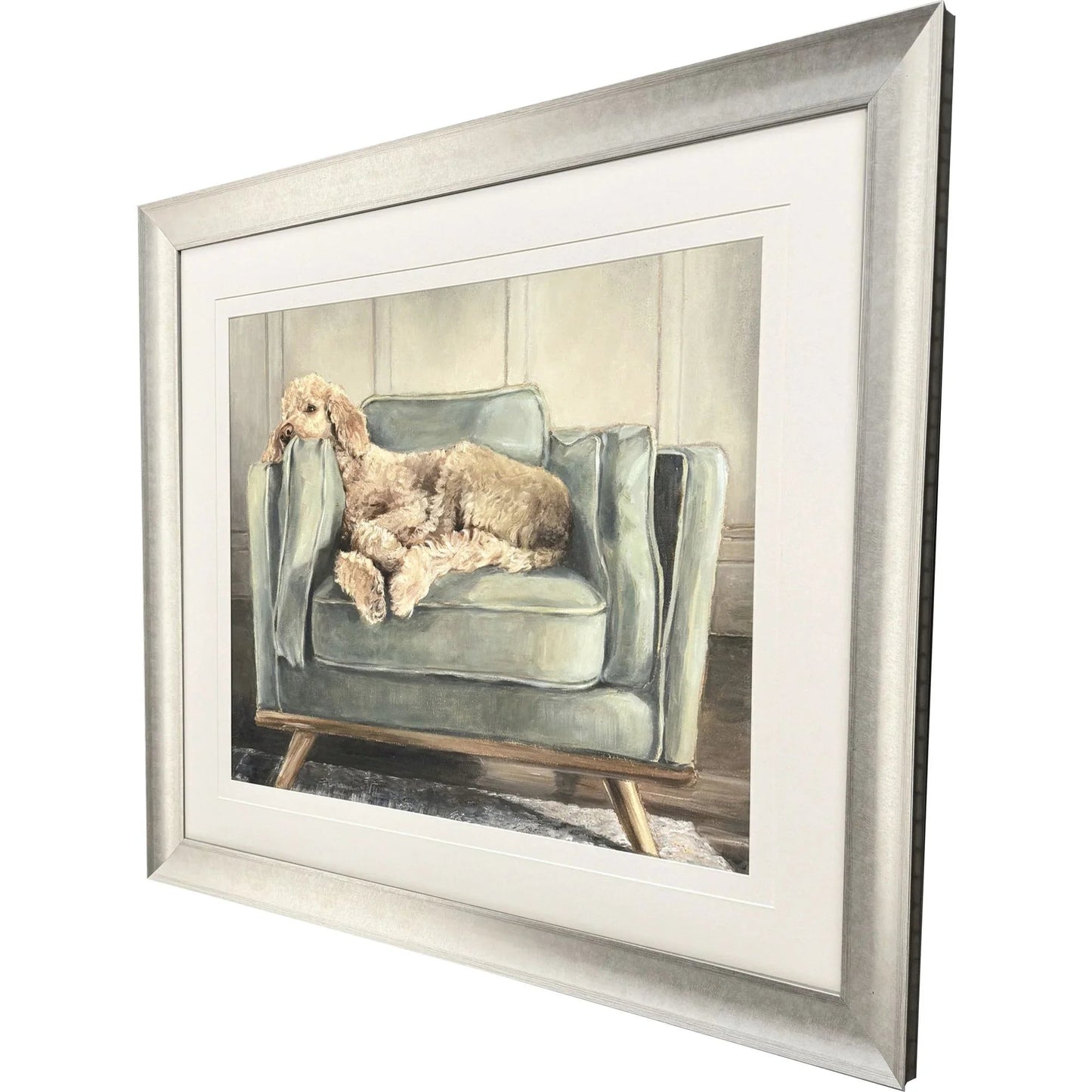 Canine Portrait Green Framed Wall Art