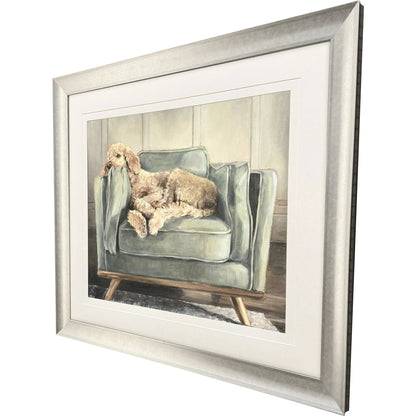 Canine Portrait Green Framed Wall Art