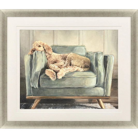 Canine Portrait Green Framed Wall Art