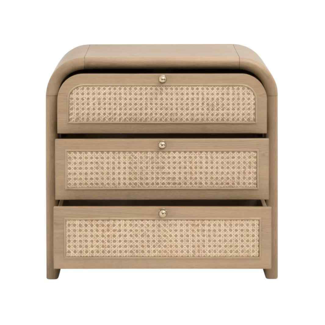 Cannes Three Drawers Wood Nightstand