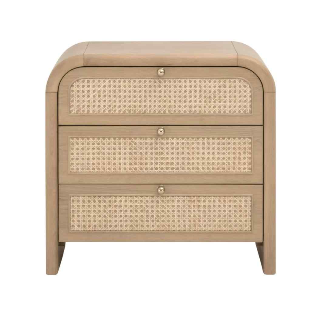 Cannes Three Drawers Wood Nightstand