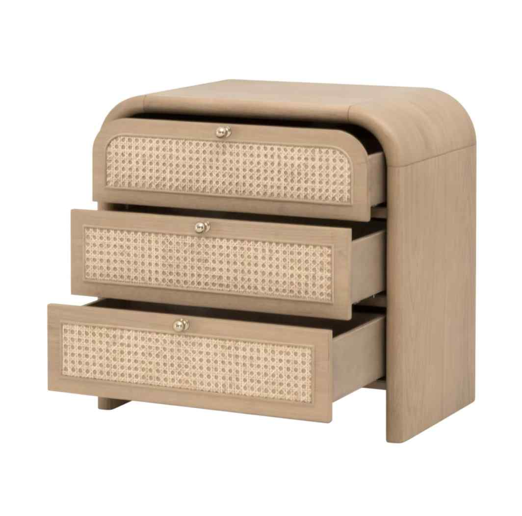 Cannes Three Drawers Wood Nightstand