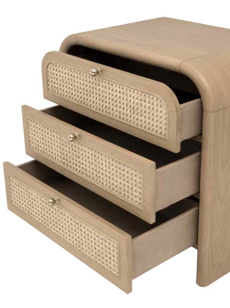 Cannes Three Drawers Wood Nightstand