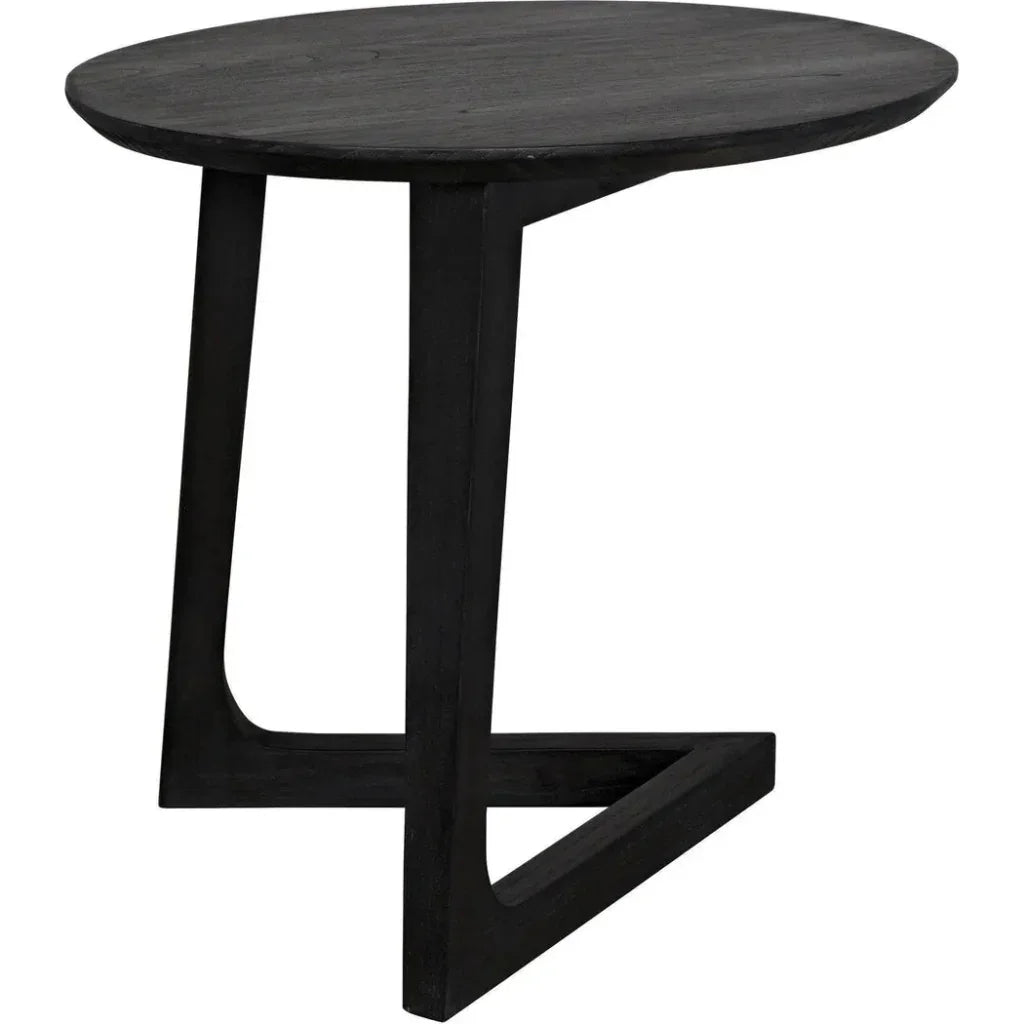 Cantilever Wood Black Oval Side Table - LOOMLAN - Noir - Side Tables