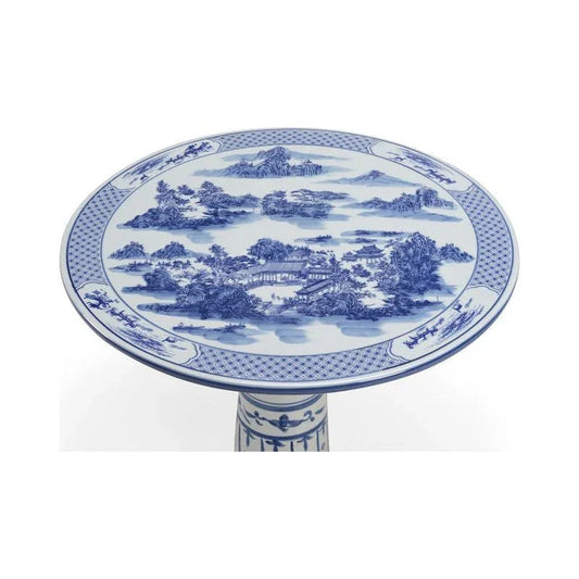 Canton Ceramic Made Round Center Table - LOOMLAN - Chelsea House - Side Tables