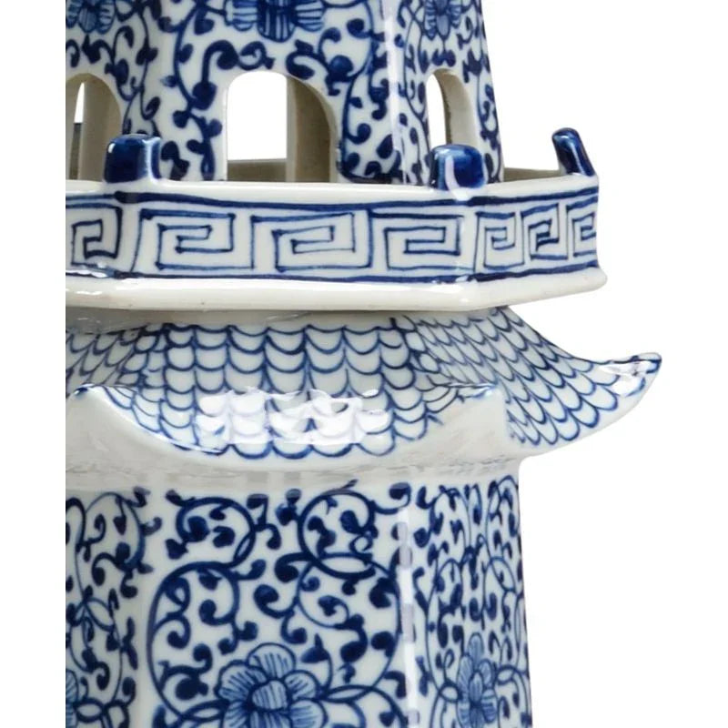 Canton Pagoda Cobalt Details Sculpture - LOOMLAN - Chelsea House - Statues & Sculptures