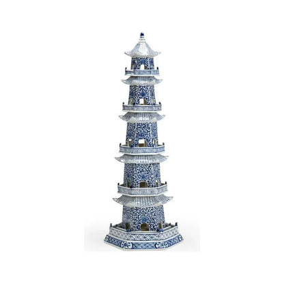 Canton Pagoda Cobalt Details Sculpture - LOOMLAN - Chelsea House - Statues & Sculptures