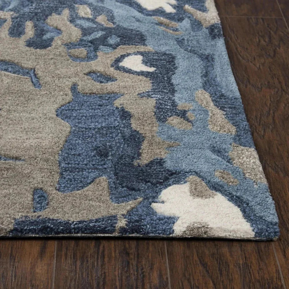Canu Abstract Blue Large Area Rugs For Living Room - LOOMLAN - LOOMLAN - Area Rugs