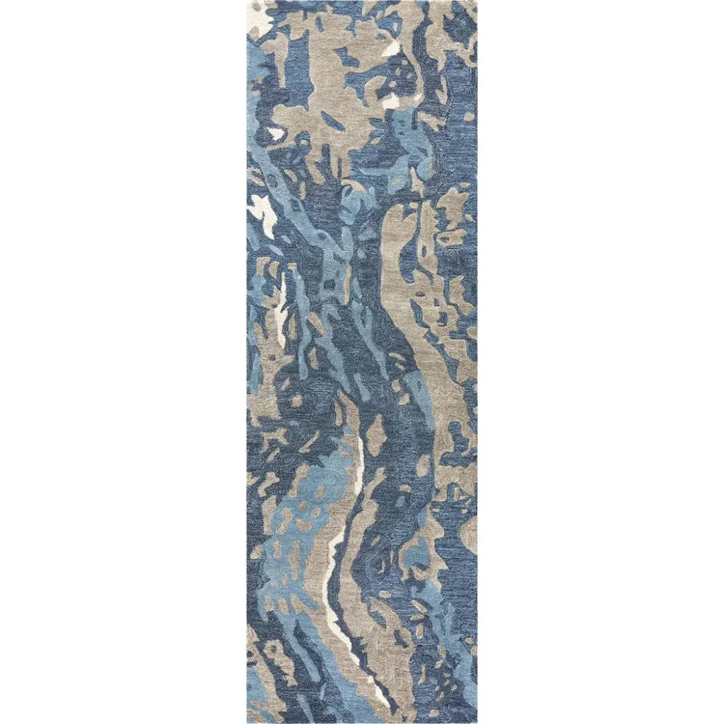 Canu Abstract Blue Large Area Rugs For Living Room - LOOMLAN - LOOMLAN - Area Rugs